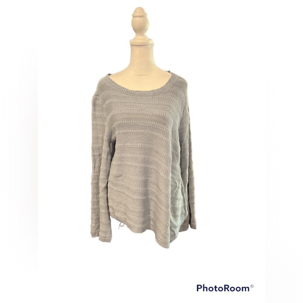 Wrangler Women Metallic Knit Sweater Blue Silver Sparkle Scoop Neck 3MX16WG M